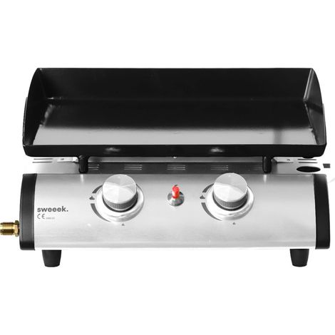 Plancha au gaz 2 brûleurs - Porthos - 5 kW. barbecue. cuisine extérieure. plaque émaillée. inox (1/5)