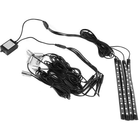 Bande Lumineuse LED Intérieur Voiture 12V 6 Lignes 8 Couleurs RGB Contrôle par Application Musique et Voix Éclairage d'Ambiance Kit (1/5)