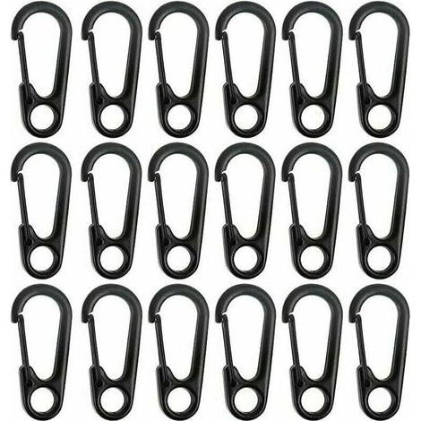 UlisemMini mousqueton en alliage de zinc pour porte-clés, idéal pour l'escalade, la randonnée, l'alpinisme, le camping et la pendaison d'objets (noir, dimensions : 31,3 × 14,3 mm), lot de 20 pièces. (1/4)