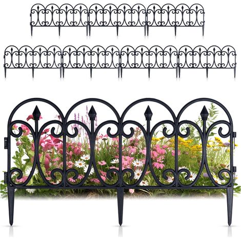 Valla de jardín negra de 60x33 cm, 8 unidades. (1/5)
