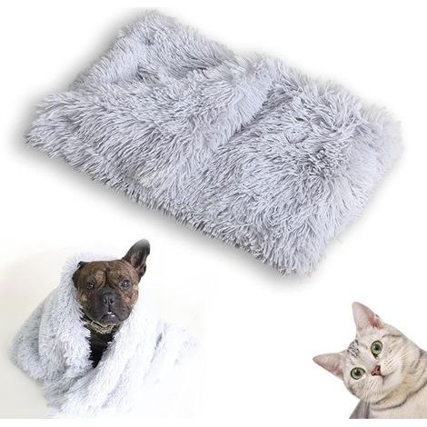 Chien Couverture Moelleuse Chat Tapis Peluche Matelas Chiot Duveteux Coussin de Couchage Chaude Mat Polaire Double Face Blanket pour Animal Domestique Gris 78x54cm (1/5)
