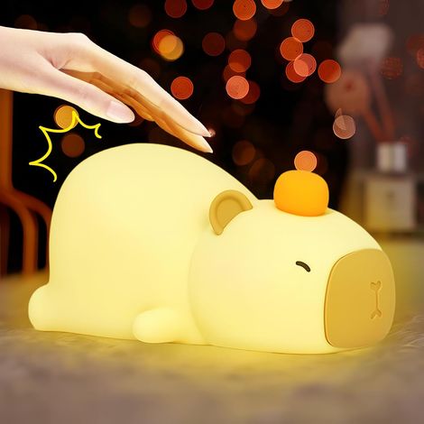 Lampe de Nuit en Silicone Pour Enfants,Veilleuse Rechargeable en Silicone Capybara,Lampe de Chevet Tactile, 7 Couleurs Changeantes pour les Chambres d'Enfants et de Bébés (1/5)