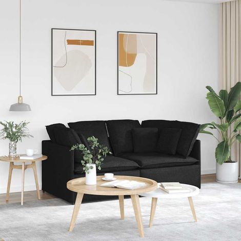 vidaXL Canapé modulable avec coussins en tissu noir