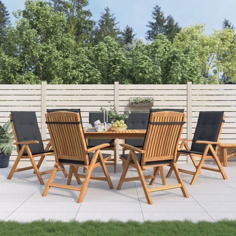 Gartenstühle mit Kissen 6 Stk. Massivholz Teak (1/5)