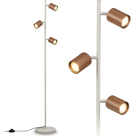 Briloner Lampadaire orientable 22 x 141 cm douille GU10 max. 9 W interrupteur au pied gris chaud coffee - Lampe sur pied pour salon chambre bureau (1/4)