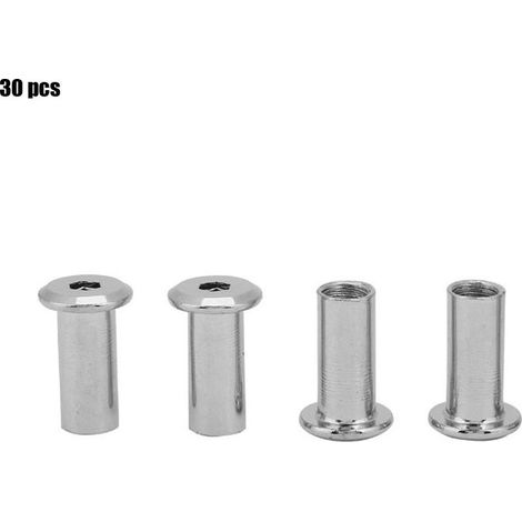 Écrous plats en Nickel plaqué fer, écrou hexagonal, manchon à tête ronde pour meubles (M815 30 pièces) (1/5)