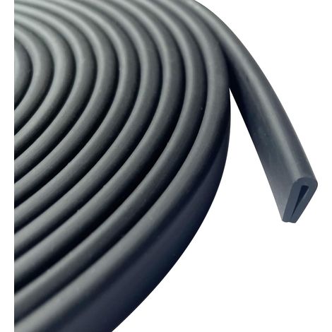 Ortviai Joint de Bordure en Caoutchouc EPDM U - 5 Mètres - Protection de Rebords Autocollante pour Tôle, Voiture et Industrie - Flexible et Durable - Noir (1/4)