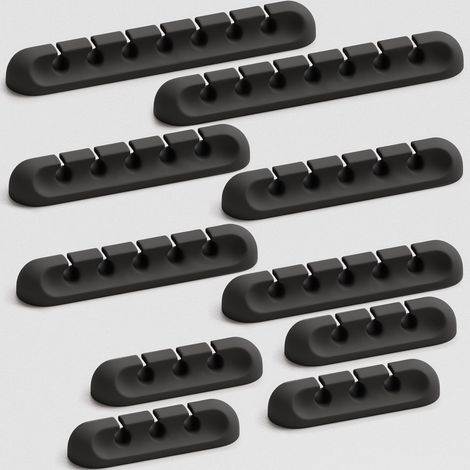 Kabelhalter Kabelclips, 3/5/7-Schlitze[10 Stück] kabelmanagement Selbstklebend Kabel Organizer Vielzwecke Kabelführung Set für Schreibtisch Computer PC, USB Ladekabel, ZuhauseBüro (1/5)