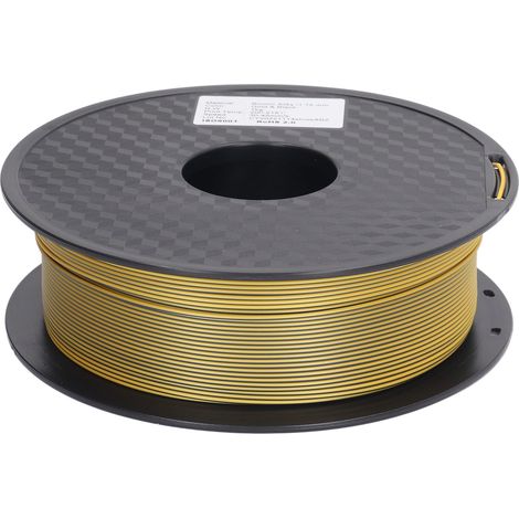 Filament PLA soie 1.75mm bicolore or et noir, bobine antio-bouchage, consommable brillant pour imprimante 3D (1/5)