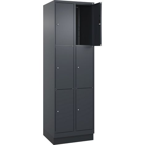 C+P, Vestiaire à 3 casiers Classic PLUS, 2 compartiments, gris