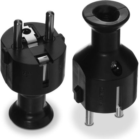 Clavija recta desmontable Uni-Schuko, 2P+Z, 16A, 250V, color negro - VT-301-0045