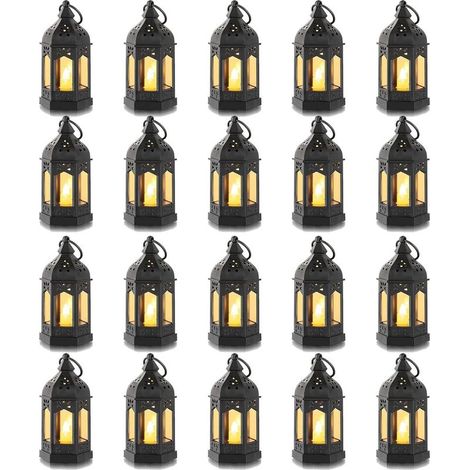 Lot de 20 lanternes LED hexagonales – Verre transparent et plastique ABS – 12cm de hauteur – Ambiance chaleureuse sans risque d'incendie