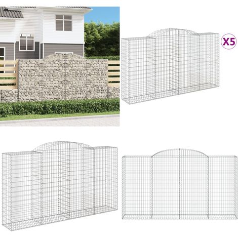 Gabionen mit Hochbogen 5 Stk. 300x50x160/180cm Verzinktes Eisen - Gabionen - Gartenzaun - Gartendeko - Staketenzaun - Gartengestaltung - Home & Living (1/5)