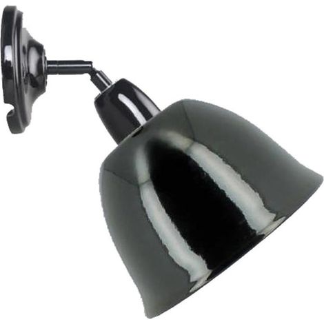 Applique murale rétro en céramique et métal émaillé noir – Abat-jour 15 cm – Profondeur 25 cm – Fixation par vis – Pour ampoule E27 40W max – Millumine (1/2)