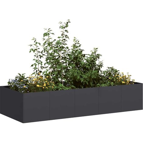 Jardinera de acero laminado en frío negro 200x80x40 cm