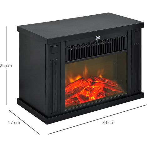 Camino elettrico da terra modello 5, effetto fiamma realistico, 600/1200 W, nero DESVIAE (1/4)