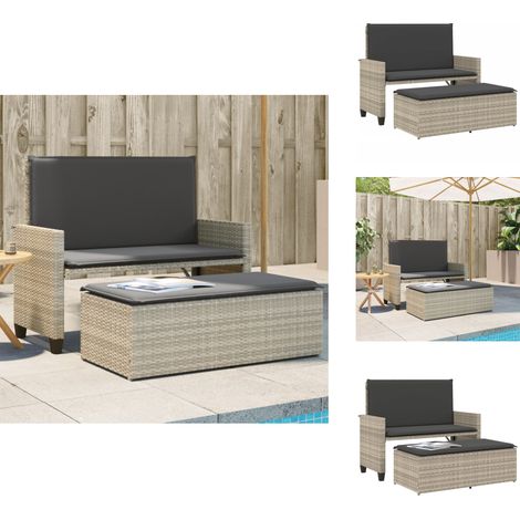 Banc de jardin et coussins et repose-pied gris clair poly rotin - Banc De Jardin - Meuble De Jardin - Salon De Jardin - Chaise Longue - Canapé-lit (1/5)