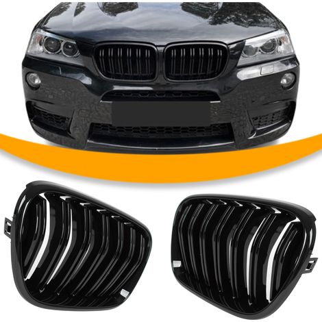 Grilles de calandre (haricots) BMW X3 F25 (2011-2014), gauche et droite, noir brillant, double barre. (1/5)