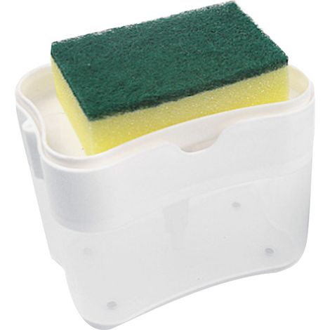 Distributeur de savon à pousser en plastique, économie de travail, plat pour le lavage des mains, évier de cuisine blanc (1/5)