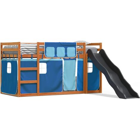 Maison Exclusive - Letto a Castello con Scivolo e Tende Blu 90x200 cm