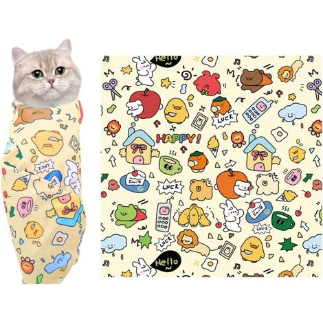 Fascia per la toelettatura e il taglio delle unghie del gatto, facile e sicura da usare grazie al sistema di fissaggio sicuro, ideale per la casa o i viaggi (55x55 cm)