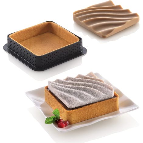 Silikomart kit tarte sand 6 anelli in plastica ø 80 mm + supporto silicone qualità professionale (1/5)