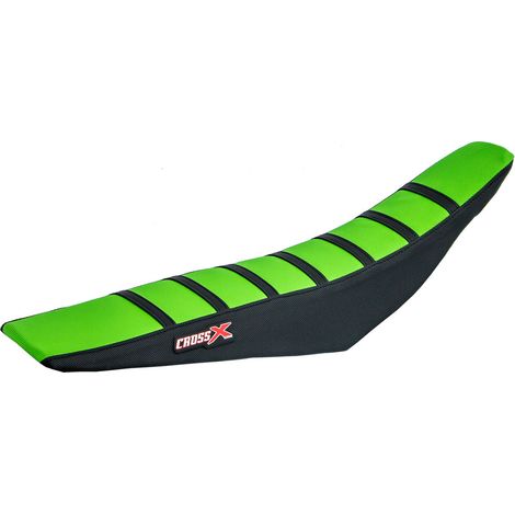 HOUSSE DE SELLE KAWASAKI KFX 250/450 2021 - 2023 TOP GREEN- SIDE BLACK-STRIPES BLACK (M220-3GBB)