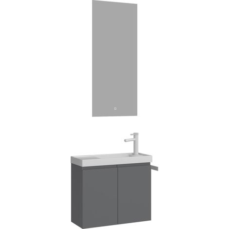 Waschtisch-Set mit Spiegel (2-teilig) "Ferla 60" – 60 x 22 x 50 cm – Mattgrau (1/3)