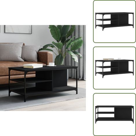 Couchtisch Schwarz 100x50x45 cm Holzwerkstoff - Couchtisch - Wohnzimmerstil - Holzmöbel - Schwarz - Tisch Mit Schubladen