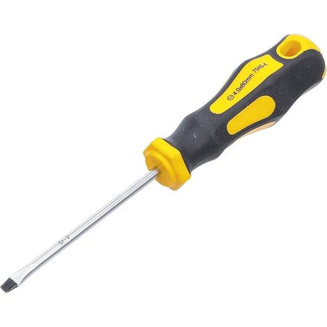 Tournevis Fente 4 mm - Lame 80 mm - Acier, Précision et Confort - D-Work