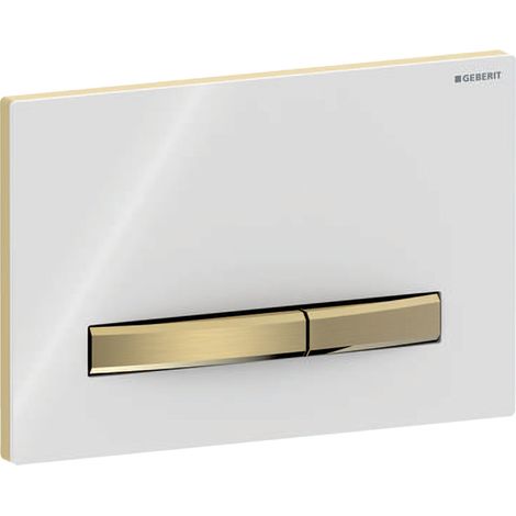 Geberit Sigma50 - Pulsador para WC para descarga doble, blanco/latón 115.672.11.2