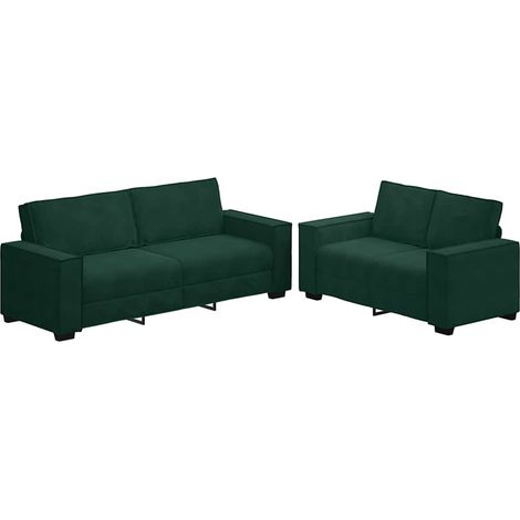 Maison Exclusive - Set di Divani 2 pz con Cuscini Verde scuro in Velluto (1/5)