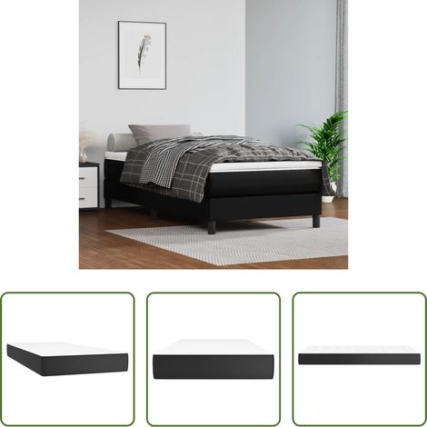 Sommeil de qualité - Matelas de lit à ressorts ensachés fermeté moyenne Noir 80x200x20 cm Similicuir (1/5)