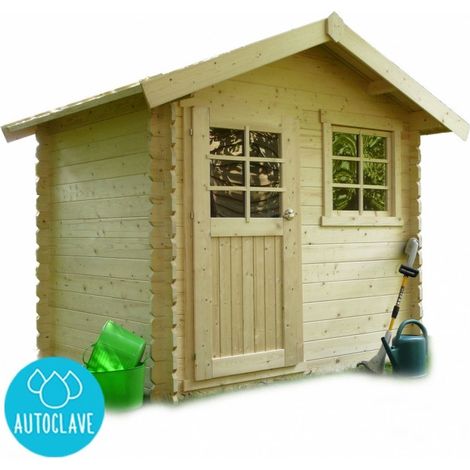 Abri jardin bois "Saran" - 5.9 m² - 2.98 x 1.98 x 2.39 m - 28 mm (1/4)