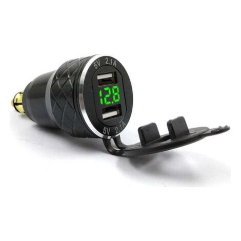 Chargeur de téléphone portable usb pour moto, prise européenne pour BMW Ducati, affichage de tension en métal, chargeur de voiture,vert (1/4)