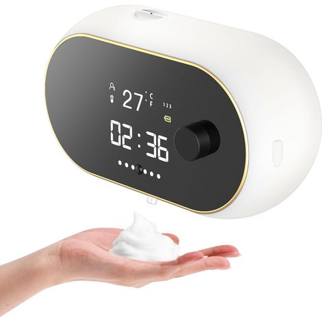 Distributeur de savon Rechargeable Montage mural automatique Affichage LED Distributeur de savon gel pour Salle de bain cuisine (1/5)