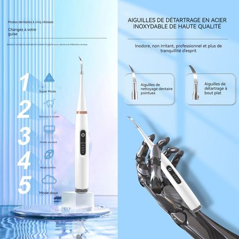 Beaute bien-etre brosse à dents électrique 200mah - Jucnuz - ipx6 5 modes jet dentaire hydropulseur portable avec 2 têtes de bross (1/3)