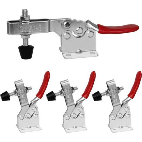 Choyclit – Lot de 4 serre-joints à serrage vertical – Acier carbone zingué – Capacité 90 kg – Design ergonomique pour pressage rapide - GH-201-B (1/5)