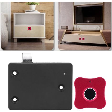 Serrure à empreinte digitale Home Smart en alliage d'aluminium, petite serrure électrique pour tiroir de placard, en forme de fleur, rouge. (1/5)