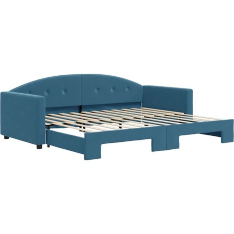 Lit simple,Lit adulte,Lit de jour avec gigogne sans matelas bleu 90x200 cm CFW89745 (1/5)