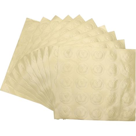 10 Feuilles d'autocollants en Relief dorés, Autocollant de Sceau Auto-adhésif à Motif de cœur et de blé pour la décoration d'enveloppe de Carte de vœux (1/5)