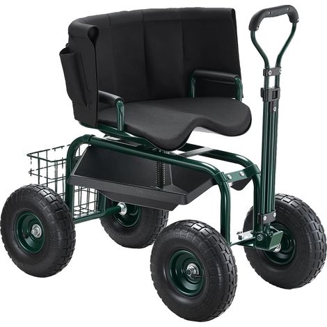 Chariot de jardin, siège confortable, roues tout-terrain, avec dossier (1/2)