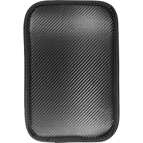 Coussinet de console centrale de voiture, universel, étanche, housse de siège de voiture, housse de protection d'accoudoir de voiture en fibre de carbone cuir pour la plupart des véhicules, noir