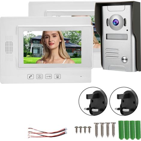 Kit visiophone filaire 7 pouces avec écran LCD, sonnette vidéo avec interphone, 110-240V (prise UK) (1/5)
