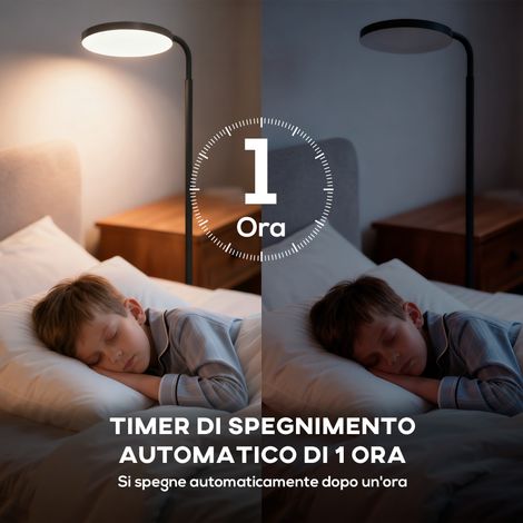 Lampadaire LED orientable 350° noir avec télécommande magnétique, gradation de 3000K à 6500K, réglable pour salon ou bureau