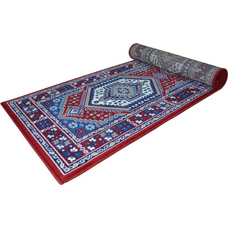 Passatoia corridoio motivo orientale persiano, tappeto classico corsia arredo casa ROYAL SHIRAZ 2065 ROSSO cm.100x150 (1/3)