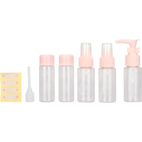 Flacons de voyage rechargeables transparents, écologiques, sûrs et portables pour cosmétiques liquides, lotions, gels douche, set de 4 bouteilles 100 ml. (1/5)