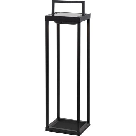Zafferano - Lanterna Home solar 2 a led 56,4cm - Lampada da parete e da tavolo 2W con batteria e sensore crepuscolare - Nera