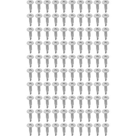 100 Vis à bois autoforeuses tête ronde fraisée inox A2, lot de fixation rondelle intégrée 4,2x19mm, kit visserie (1/5)