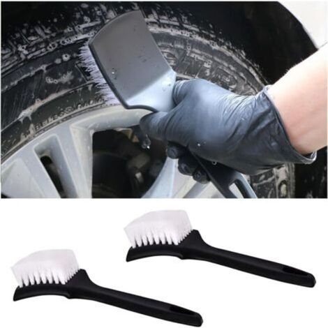 2 Pièces Brosses De Nettoyage pour Roues De Voiture, Brosse d'entretien Jantes Pneus Voiture, Outil Lavage Brosse Pneu pour Voitures, Entretien Jante pour Voiture, Moto Et Vélo(Blanc) (1/4)